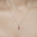 0.43 Carat Genuine Ruby and White Diamond 14K White Gold Pendant-13