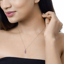 0.43 Carat Genuine Ruby and White Diamond 14K White Gold Pendant-14