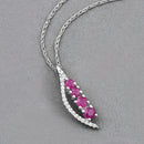 0.43 Carat Genuine Ruby and White Diamond 14K White Gold Pendant-7