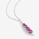 0.43 Carat Genuine Ruby and White Diamond 14K White Gold Pendant-9