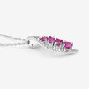 0.43 Carat Genuine Ruby and White Diamond 14K White Gold Pendant-10