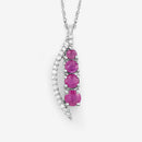 0.43 Carat Genuine Ruby and White Diamond 14K White Gold Pendant-11