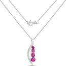 0.43 Carat Genuine Ruby and White Diamond 14K White Gold Pendant-6