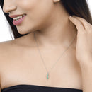 0.34 Carat Genuine Zambian Emerald and White Diamond 14K White Gold Pendant-14