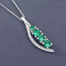 0.34 Carat Genuine Zambian Emerald and White Diamond 14K White Gold Pendant-7
