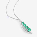 0.34 Carat Genuine Zambian Emerald and White Diamond 14K White Gold Pendant-9