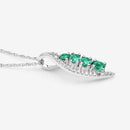0.34 Carat Genuine Zambian Emerald and White Diamond 14K White Gold Pendant-10