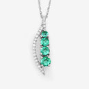 0.34 Carat Genuine Zambian Emerald and White Diamond 14K White Gold Pendant-11