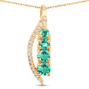 0.34 Carat Genuine Zambian Emerald and White Diamond 14K Yellow Gold Pendant-5