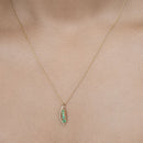 0.34 Carat Genuine Zambian Emerald and White Diamond 14K Yellow Gold Pendant-13