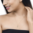 0.34 Carat Genuine Zambian Emerald and White Diamond 14K Yellow Gold Pendant-14