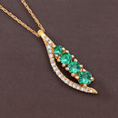 0.34 Carat Genuine Zambian Emerald and White Diamond 14K Yellow Gold Pendant-7