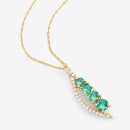 0.34 Carat Genuine Zambian Emerald and White Diamond 14K Yellow Gold Pendant-9