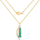 0.34 Carat Genuine Zambian Emerald and White Diamond 14K Yellow Gold Pendant-6