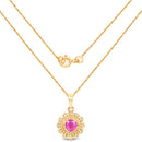 0.59 Carat Genuine Ruby and White Diamond 14K Yellow Gold Pendant-4