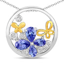 1.33 Carat Genuine Tanzanite and White Topaz .925 Sterling Silver Pendant-13
