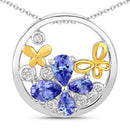 1.33 Carat Genuine Tanzanite and White Topaz .925 Sterling Silver Pendant-5