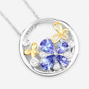 1.33 Carat Genuine Tanzanite and White Topaz .925 Sterling Silver Pendant-9