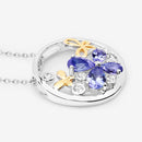 1.33 Carat Genuine Tanzanite and White Topaz .925 Sterling Silver Pendant-10