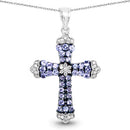 1.84 Carat Genuine Tanzanite and White Zircon .925 Sterling Silver Pendant-3