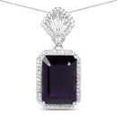 7.37 Carat Genuine Amethyst and White Zircon .925 Sterling Silver Pendant-3