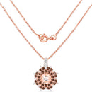 18K Rose Gold Plated 1.61 Carat Genuine Morganite, Smoky Quartz and White Zircon .925 Sterling Silver Pendant-4