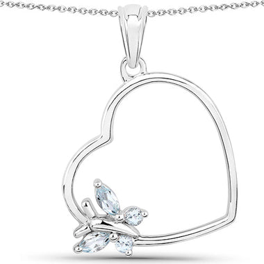 0.25 Carat Genuine Blue Topaz .925 Sterling Silver Pendant - 0