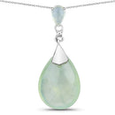 11.92 Carat Genuine Prehnite .925 Sterling Silver Pendant-3
