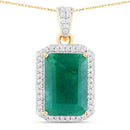 5.75 Carat Dyed Emerald and White Diamond 14K Yellow Gold Pendant-2