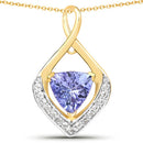0.96 Carat Genuine Tanzanite and White Topaz .925 Sterling Silver Pendant-4