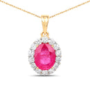 2.56 Carat Genuine Burma Ruby and White Diamond 18K Yellow Gold Pendant-3