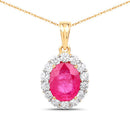 2.56 Carat Genuine Burma Ruby and White Diamond 18K Yellow Gold Pendant-2