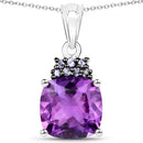 6.10 Carat Genuine Amethyst and Tanzanite .925 Sterling Silver Pendant-2