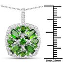 3.25 Carat Genuine Chrome Diopside and White Zircon .925 Sterling Silver Pendant-6