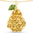3.39 Carat Genuine Citrine and Chrome Diopside .925 Sterling Silver Pendant-2