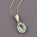 1.27 Carat Genuine Green Tourmaline and White Diamond 14K Yellow Gold Pendant-8