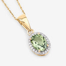 1.27 Carat Genuine Green Tourmaline and White Diamond 14K Yellow Gold Pendant-9