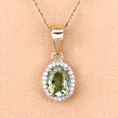 1.27 Carat Genuine Green Tourmaline and White Diamond 14K Yellow Gold Pendant-11