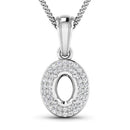 0.17 Carat Genuine White Diamond 14K White Gold Semi Mount Pendant - holds 7x5mm Oval Gemstone-5