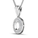 0.17 Carat Genuine White Diamond 14K White Gold Semi Mount Pendant - holds 7x5mm Oval Gemstone-6