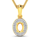0.17 Carat Genuine White Diamond 14K Yellow Gold Semi Mount Pendant - holds 7x5mm Oval Gemstone-4