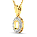 0.17 Carat Genuine White Diamond 14K Yellow Gold Semi Mount Pendant - holds 7x5mm Oval Gemstone-5