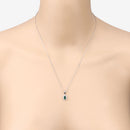 0.81 Carat Genuine Zambian Emerald and White Diamond 14K White Gold Pendant-9