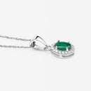 0.81 Carat Genuine Zambian Emerald and White Diamond 14K White Gold Pendant-10