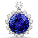14.36 Carat Genuine Tanzanite and White Diamond 18K White Gold Pendant-3