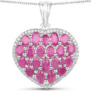 5.00 Carat Genuine Ruby and White Diamond .925 Sterling Silver Pendant-2