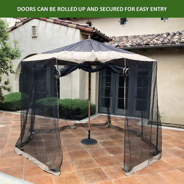 Patio Umbrella Mosquito Screen Netting fit 9ft to 11ft Market or Hanging Cantilever Umbrellas - 0
