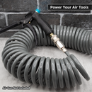 Polyurethane Coiled Air Hose Kit - 1/4" x 30 ft | with Air Compressor Fittings-7