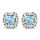 1.95 Carat Genuine Aquamarine and White Diamond 14K Yellow Gold Earrings-4