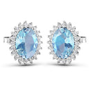 2.36 Carat Genuine Aquamarine and White Diamond 14K White Gold Earrings-2